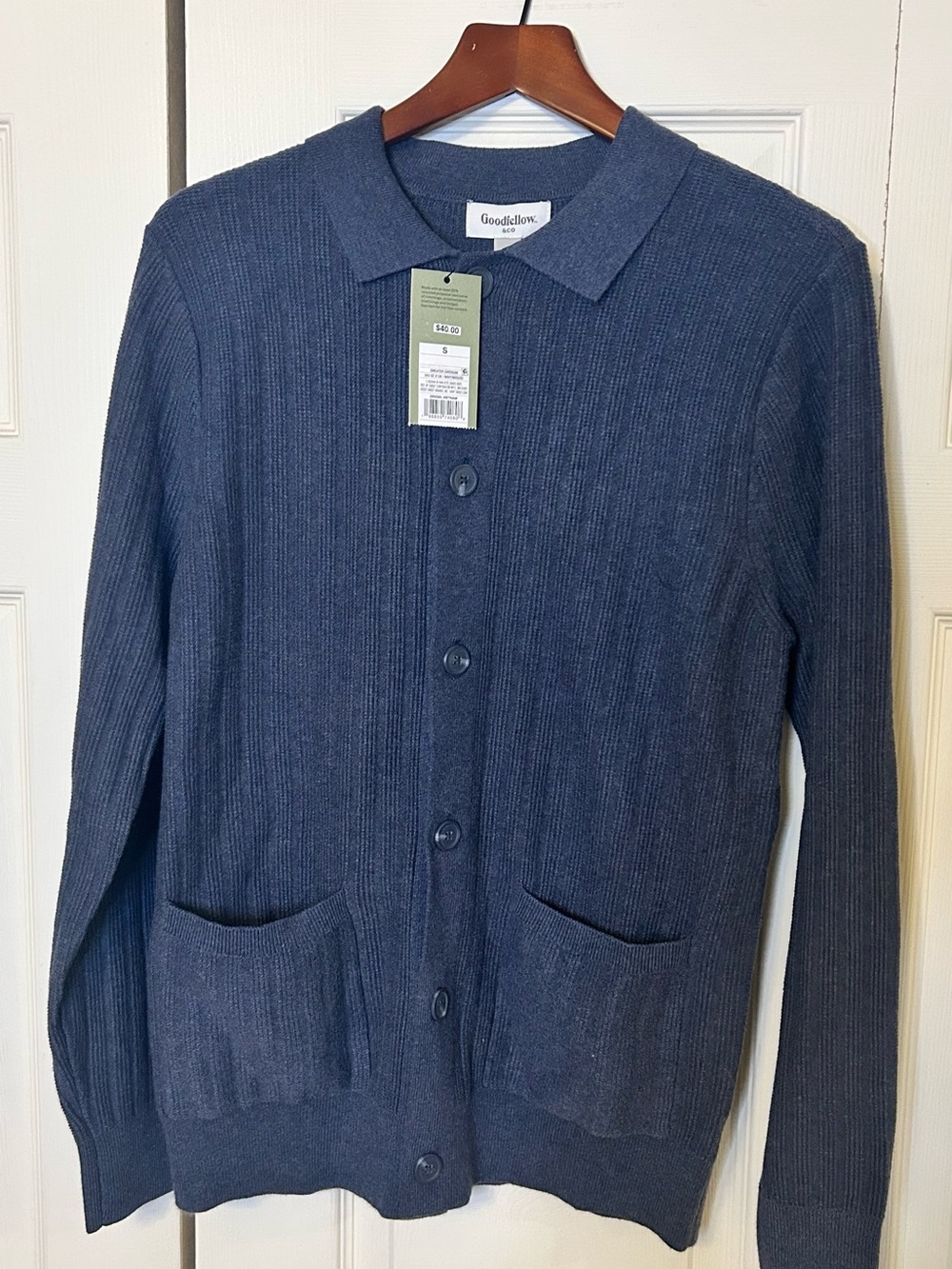 Goodfellow & Co Navy Ribbed Button-Up Shirt Jacket size small